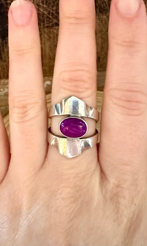 fashion rings for women -PURPLE POWER RING Vintage Mexican Silver Statement Ring • Size 6 1/2