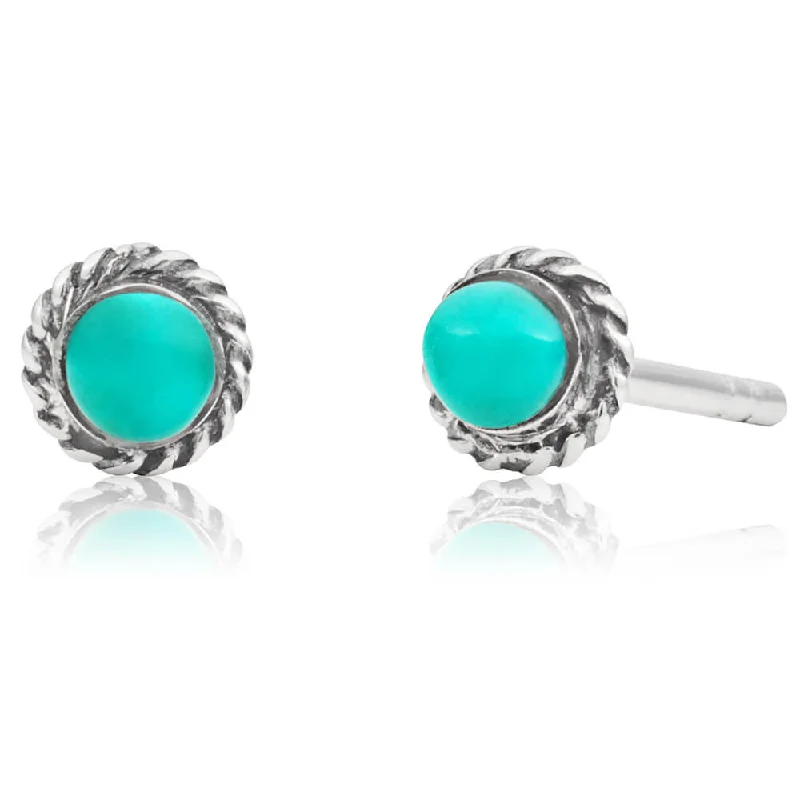 druzy earrings for women -Sterling Silver Created Turquoise Stud Earrings