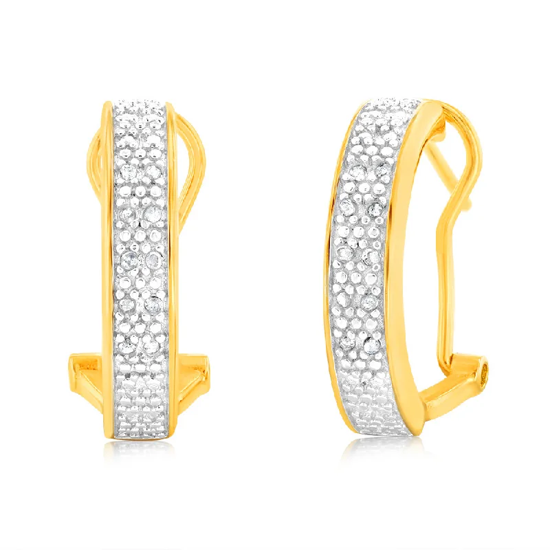 adjustable earrings for women -1/10 Carat Diamond Hoop Earrings in Gold Plated Silver