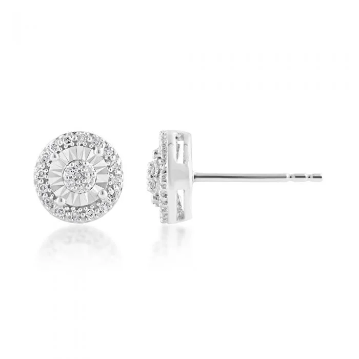 dangle earrings for women -0.10 Carat Diamond Stud Earrings in Sterling Silver