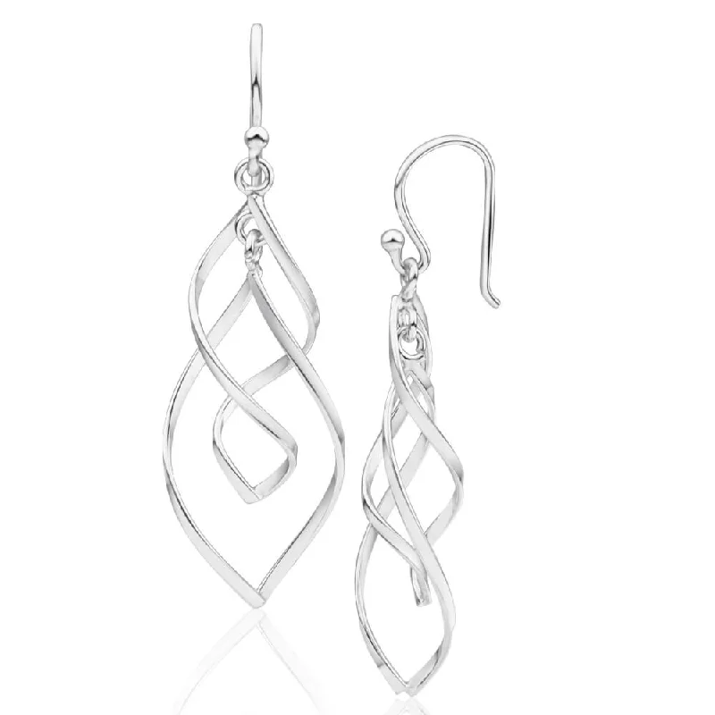 lightweight gold earrings for women -Sterling Silver Twist Teardrop Drop Earrings