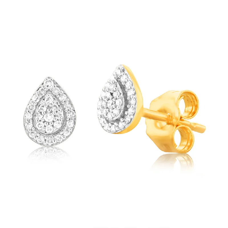 personalized earrings for women -9ct Yellow Gold Diamond Stud Earrings