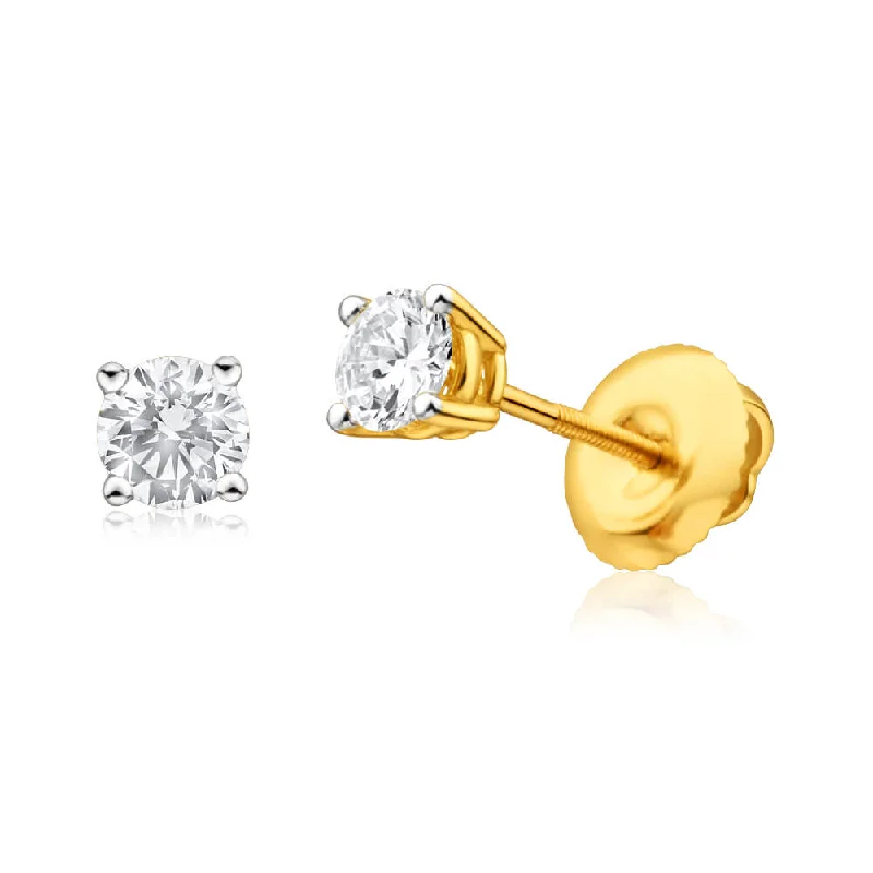 oval earrings for women -18ct Yellow Gold 0.5 Carat Diamonds Screwback Stud Earrings