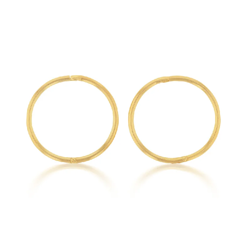 small hoop earrings for women -Gold Plated Sterling Silver Plain 16mm Sleeper Earrings