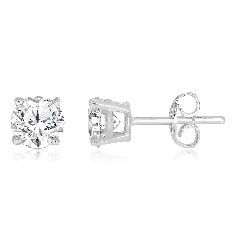 pearl drop earrings for women -9ct White Gold 1 Carat Solitaire Diamond Stud Earrings