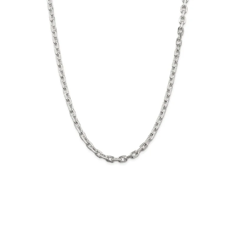 diamond necklaces for women -Beveled Oval Cable Chain (Silver)