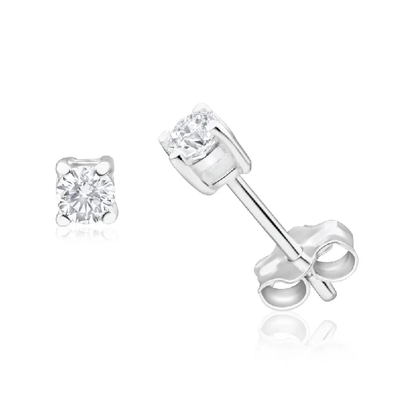 designer earrings for women -Sterling Silver Zirconia 3mm Claw Stud Earrings