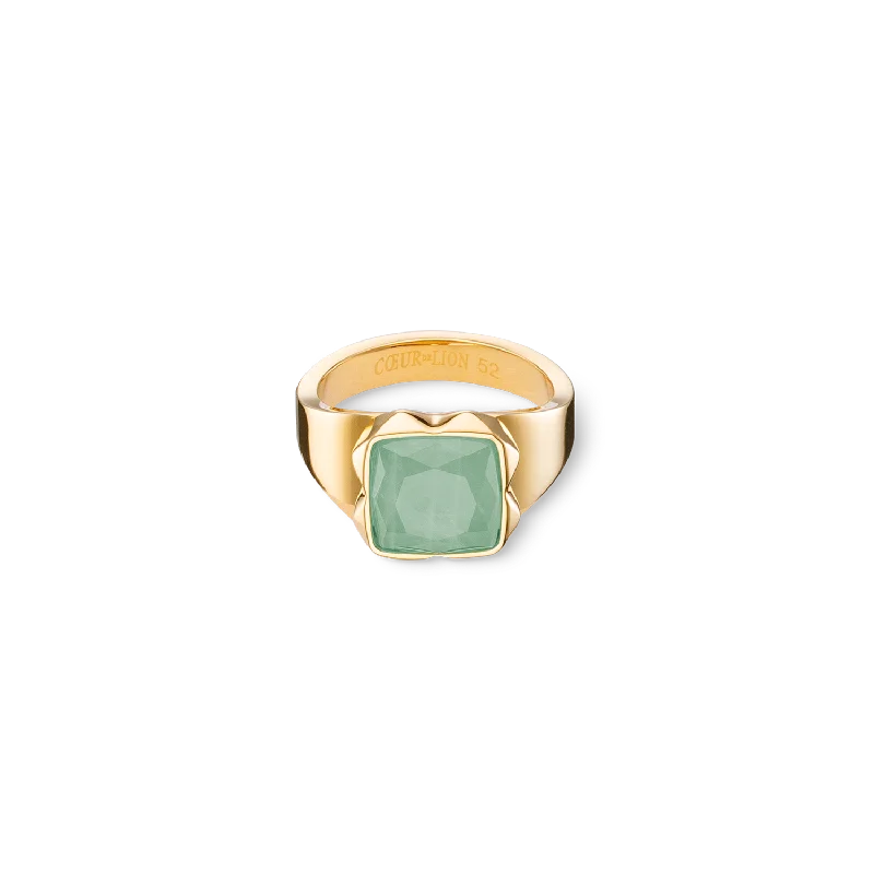 sun and moon rings for women -Ring Spikes Square Aventurine gold-green