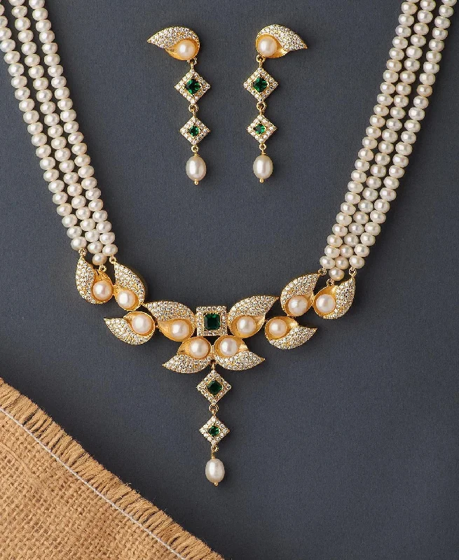 bar necklaces for women -Gorgeous Real Pearl Necklace Set