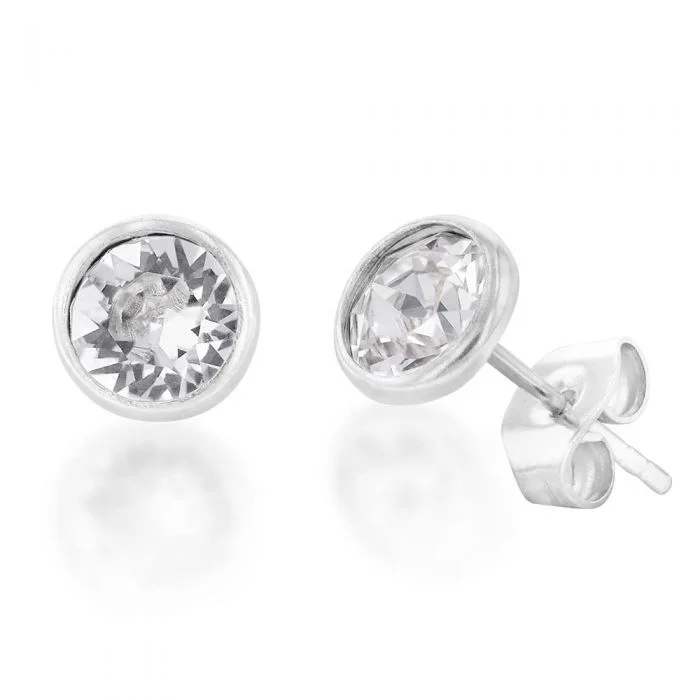 handmade beaded earrings for women -Sterling Silver 5mm White Swarovski Crystal Stud Earrings