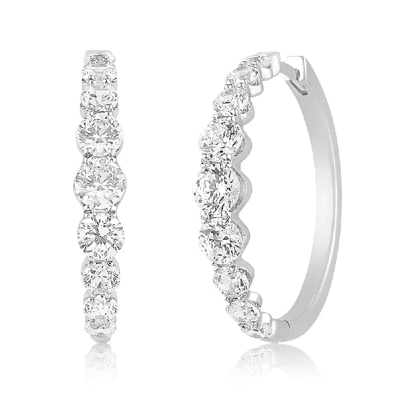 long drop earrings for women -Luminesce Lab Grown 10ct White Gold Hoop Earrings in 3 Carat Diamond