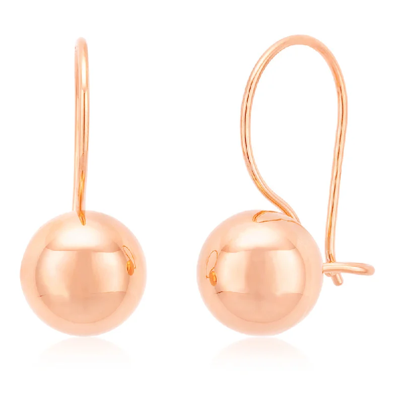 stud earrings for women -9ct Rose Gold 7mm Euroball Earrings