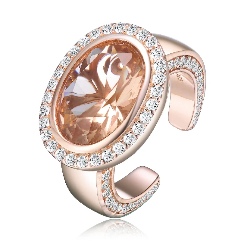 oval gemstone rings for women -Monfort Morganite Cocktail Ring