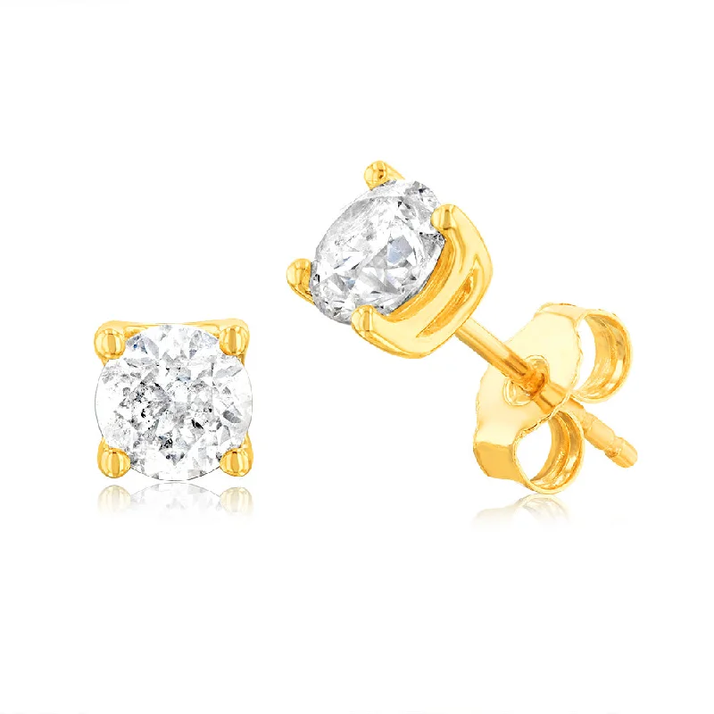 dangle earrings for women -9ct Yellow Gold 1.40 Carat Diamond Stud Earrings