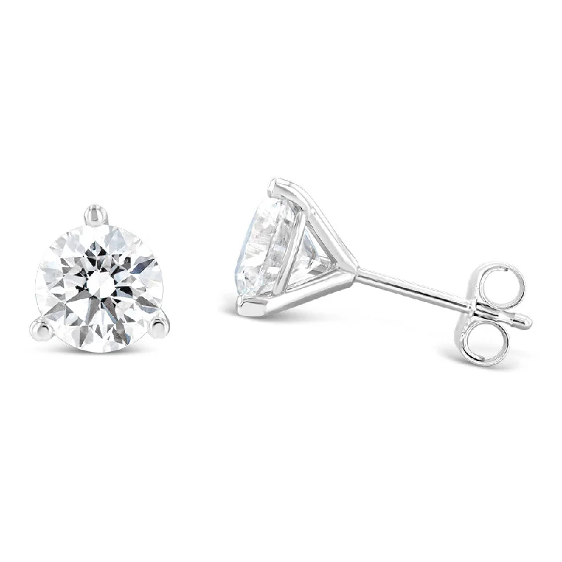 gemstone earrings for women -Luminesce Lab Grown 2 Carat Diamond Solitaire Stud Earrings in 14ct White Gold