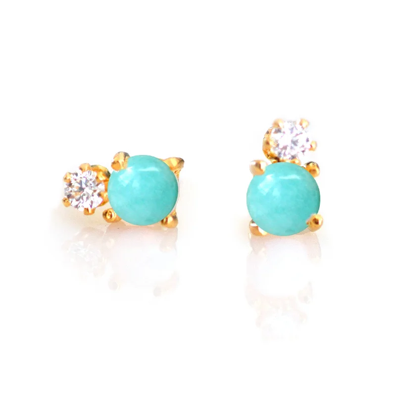 floral earrings for women -Turquoise and Diamond Doublet Studs