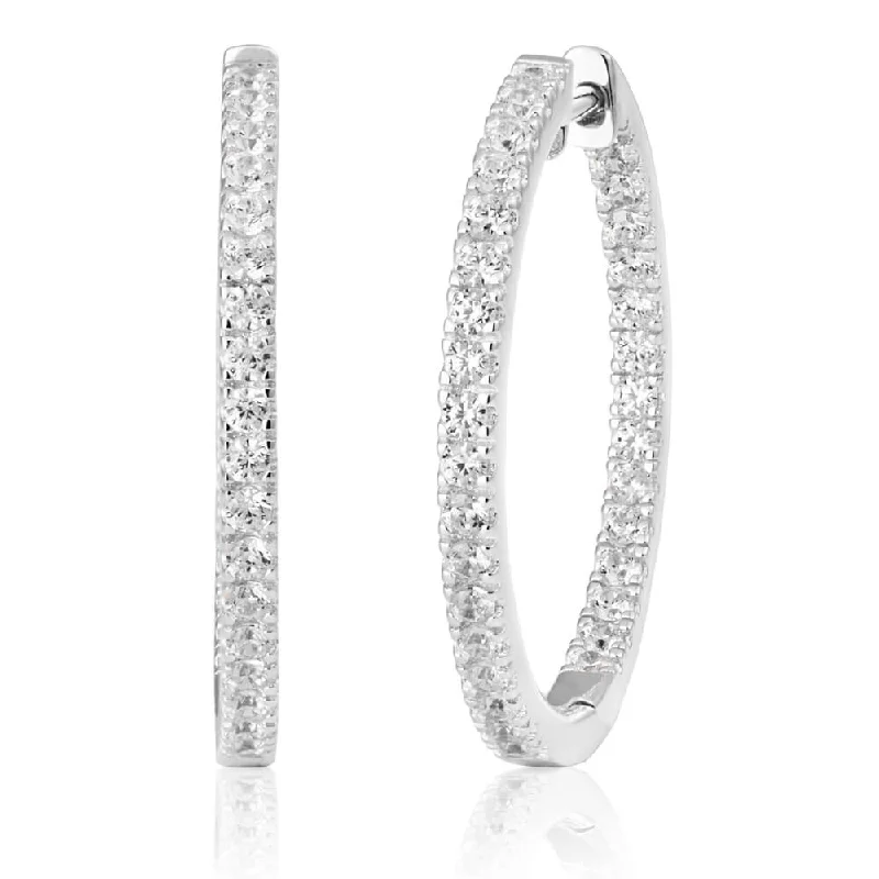 animal-shaped earrings for women -Sterling Silver Cubic Zirconia 25mm Hoop Earrings