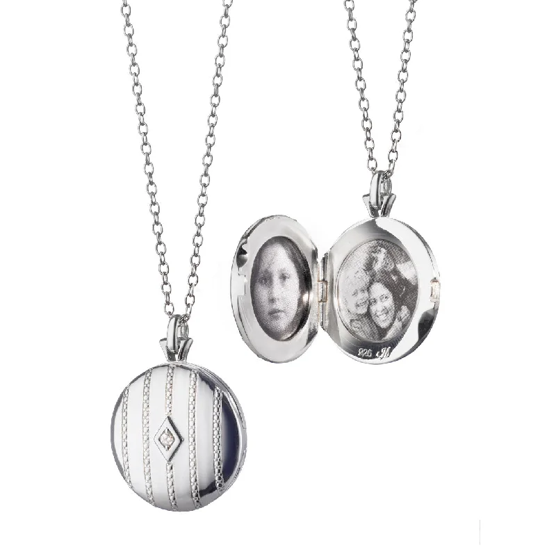 personalized necklaces for women -Monica Rich Kosann Sterling Silver Round Beaded Two-Images Locket