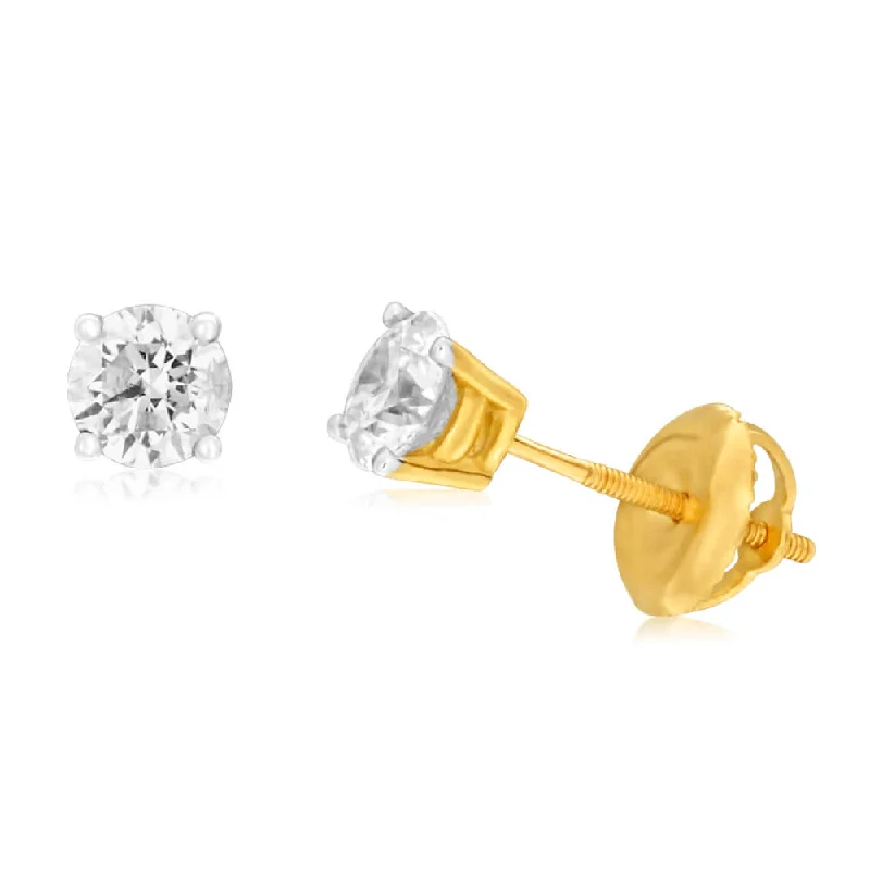 birthstone earrings for women -18ct Yellow Gold Stud Earrings With 0.75 Carats Of Diamonds