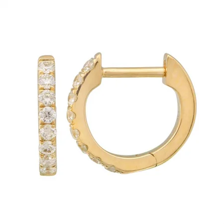 chain earrings for women -14k Yellow Gold Huggie Hoop Earrings