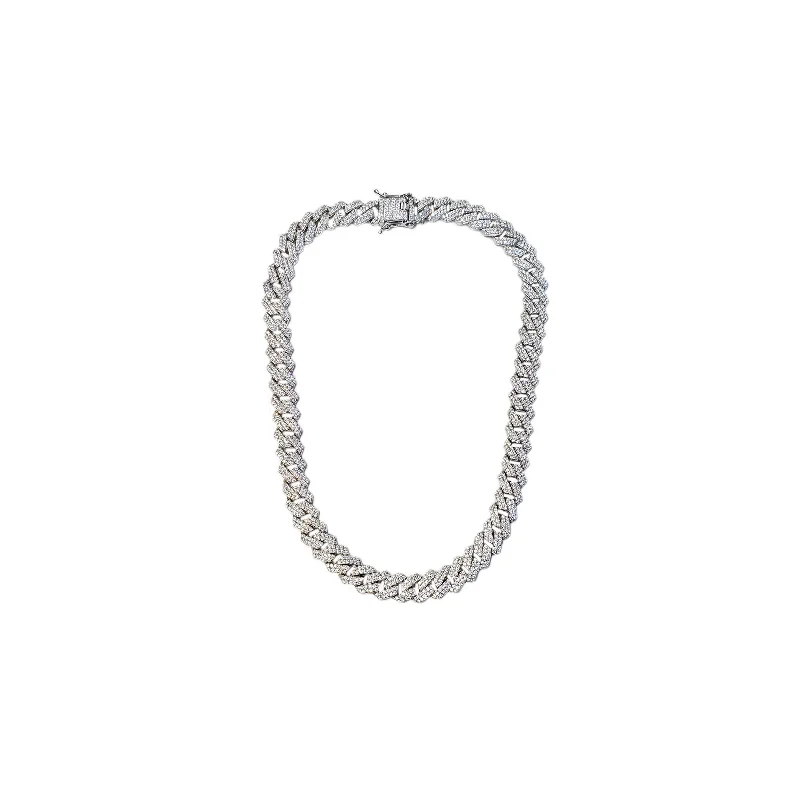 fine jewelry necklaces for women -Zirconia Iced Out Monaco Chain (Silver)