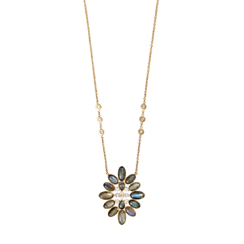 chain necklaces for women -DIAMOND + LABRADORITE BLOSSOM NECKLACE