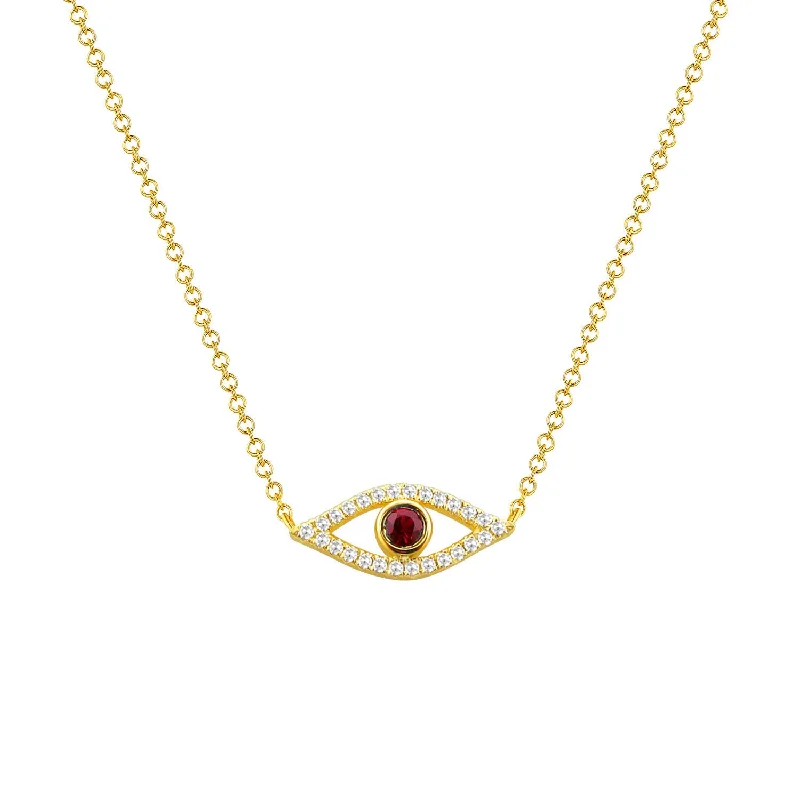 art nouveau necklaces for women -Ruby Evil Eye Chain with Diamonds