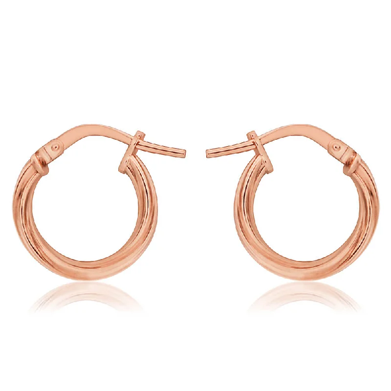 cubic zirconia earrings for women -9ct Rose Gold Silver Filled Twist Hoop Earrings in 10mm