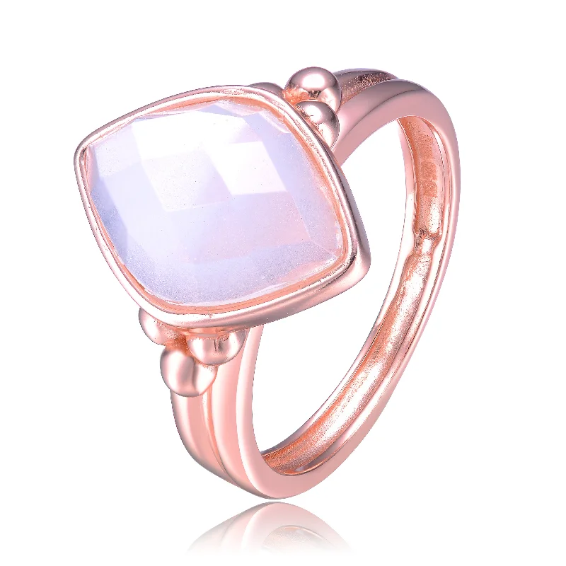 titanium rings for women -Rose Gold Overlay Opaque Cubic Zirconia Shape Ring