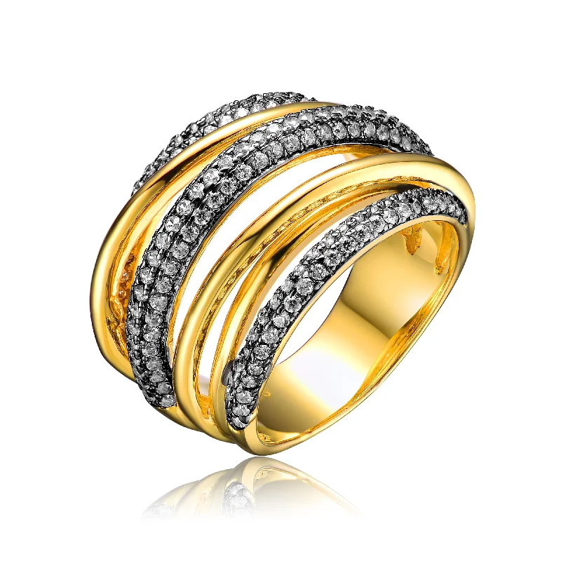 infinity rings for women -Gold-Plated Sterling Silver Cubic Zirconia Ring