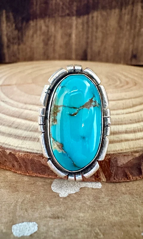 engagement rings for women -MERLE HOUSE NAVAJO Turquoise and Sterling Silver Ring • Size 5