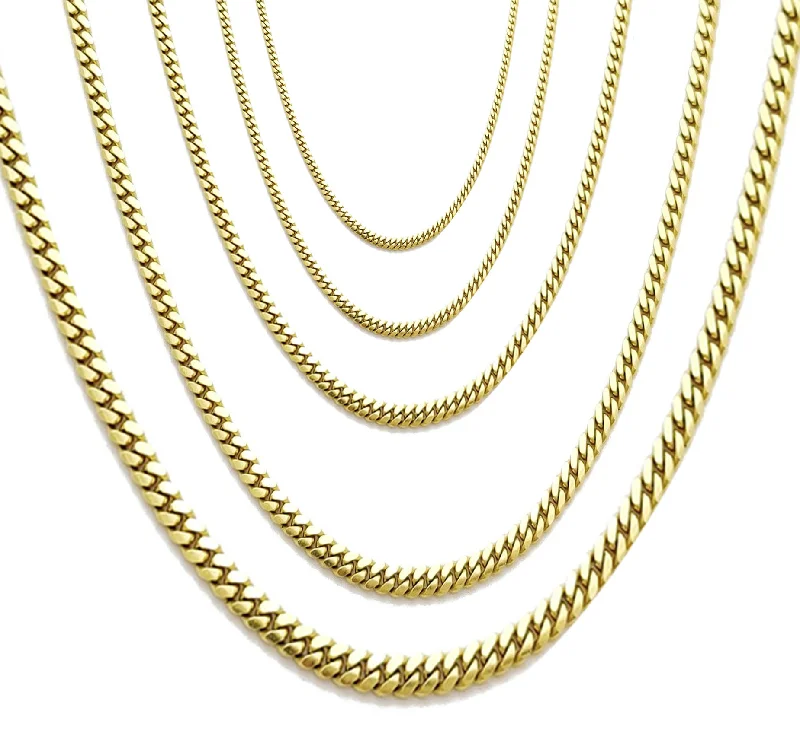 white gold chain necklaces for women -Solid Miami Cuban Chain (14K)