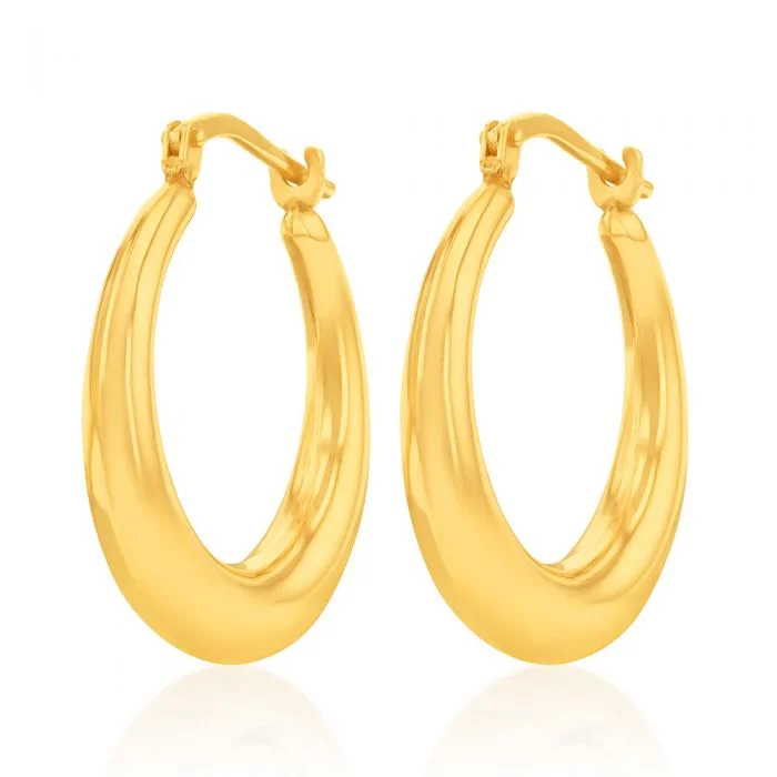 round stud earrings for women -9ct Yellow Gold Silver Filled Plain Graduated 20mm Hoop Earrings