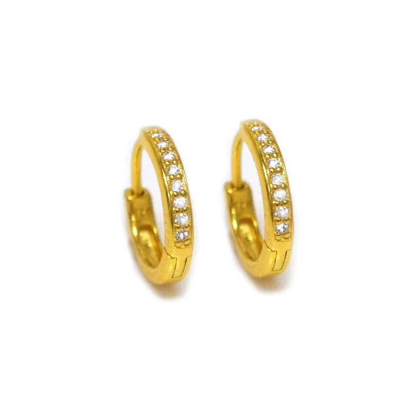 fashion earrings for women -Mini Diamond QT Hoops