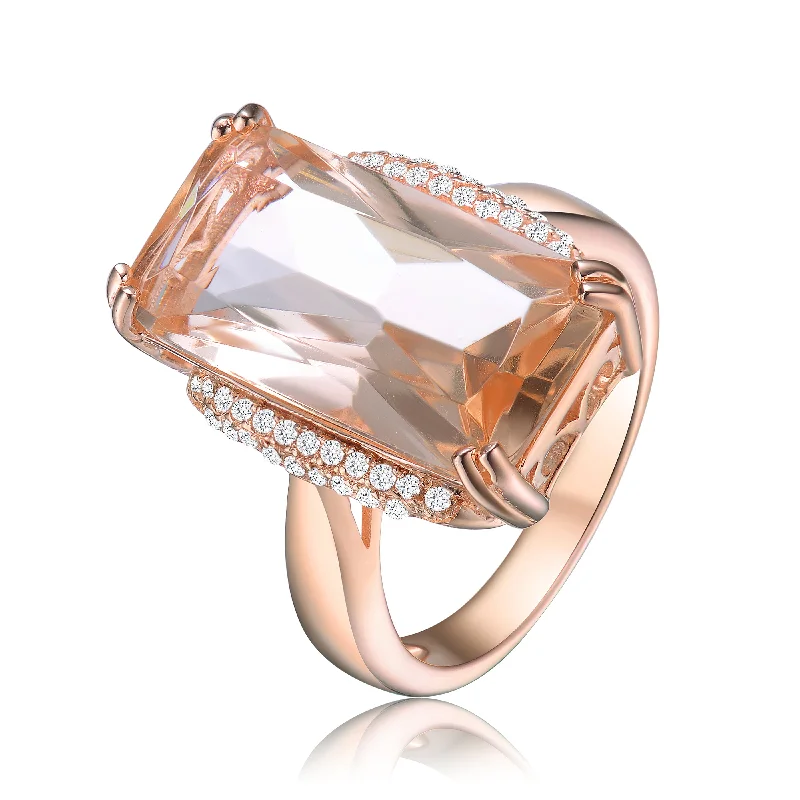 cocktail rings for women -Isabelle Solitaire Accented Champagne Cocktail Ring