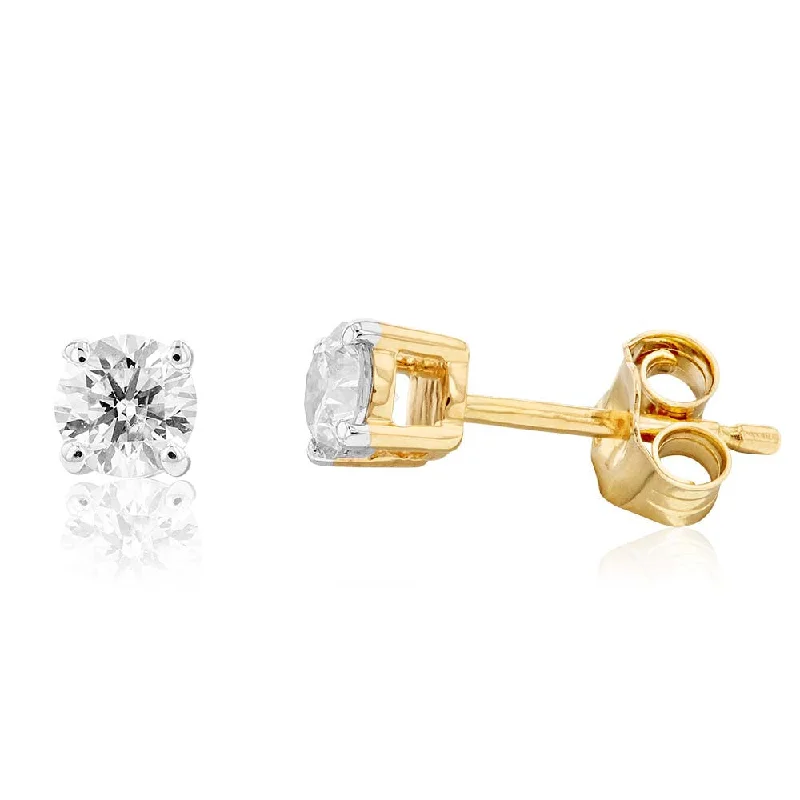 moonstone earrings for women -9ct Yellow Gold 1/2 Carat Solitaire Diamond Stud Earrings