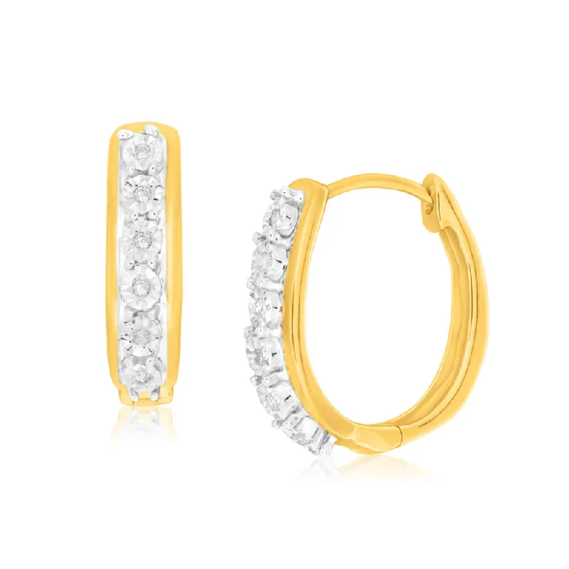 handcrafted earrings for women -9ct Charming Yellow Gold Diamond Hoop Earrings