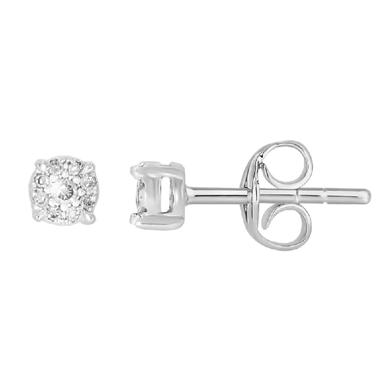 vintage earrings for women -9ct White Gold Diamond Stud Earrings 18 Brilliant Cut Diamondss