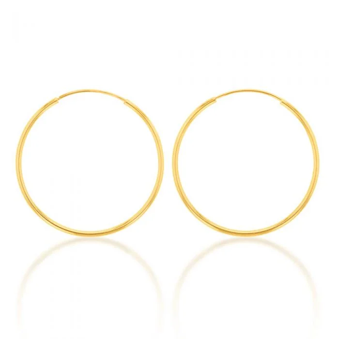 clip-on earrings for women -9ct Yellow Gold Lightweight 15mm Sleeper Earrings