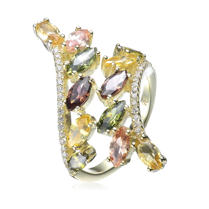 personalized birthstone rings for women -Palette Juliette Golden CZ Ring