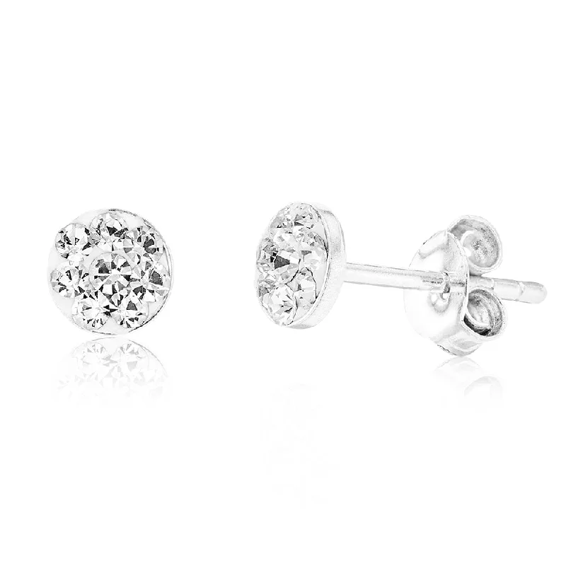 rose gold earrings for women -Sterling Silver 5mm White Crystal Stud Earrings