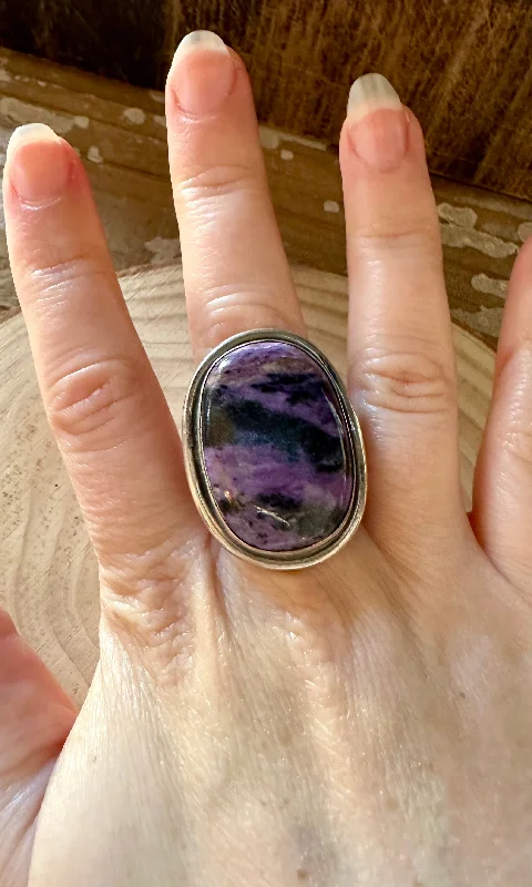 unique rings for women -MYSTIC SHADOWS CHAROITE Chimney Butte Ring • Size 7