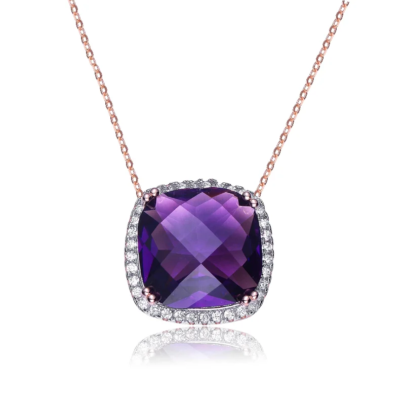 cubic zirconia necklaces for women -Gabrielle Purple Solitaire Pendant