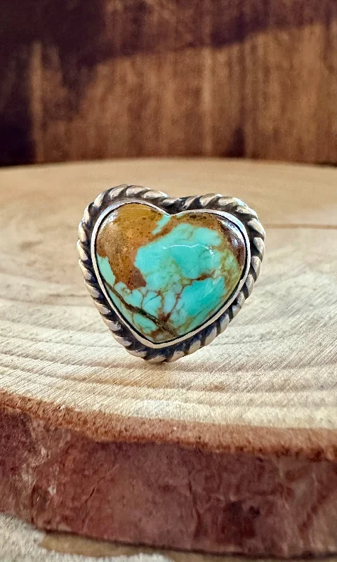 white gold rings for women -ADJUSTABLE TURQUOISE HEART Ring