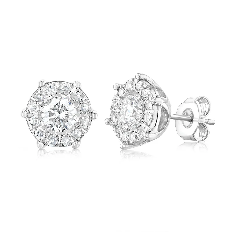 trendy earrings for women -Luminesce Lab Grown 9ct White Gold 1 Carat Diamond Stud Earrings