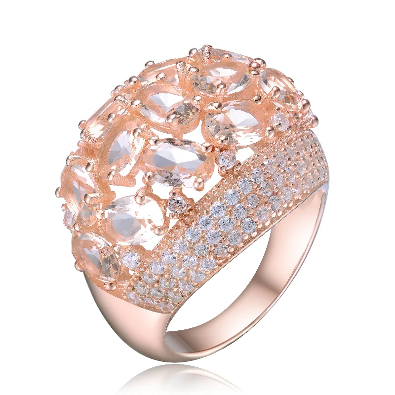 gemstone rings for women -Louise Morganite Cocktail Ring