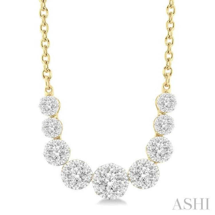 adjustable gold necklaces for women -1 Ctw Round Cut Diamond Lovebright Necklace in 14K Yellow and White Gold