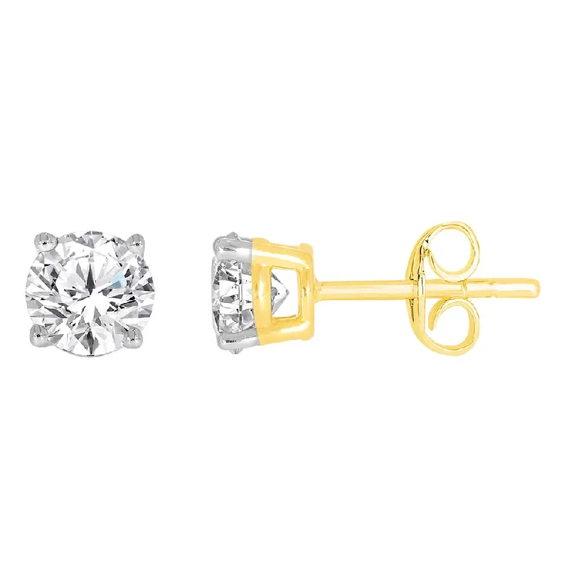 celestial earrings for women -9ct Yellow Gold 1 Carat Solitaire Diamond Stud Earrings