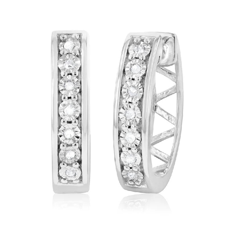 threader earrings for women -14 Diamonds Hoop Earrings in Sterling Silver