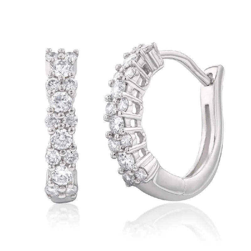 pearl earrings for women -Luminesce Lab Grown 1/4 Carat Hoop Diamond Earrings in Silver